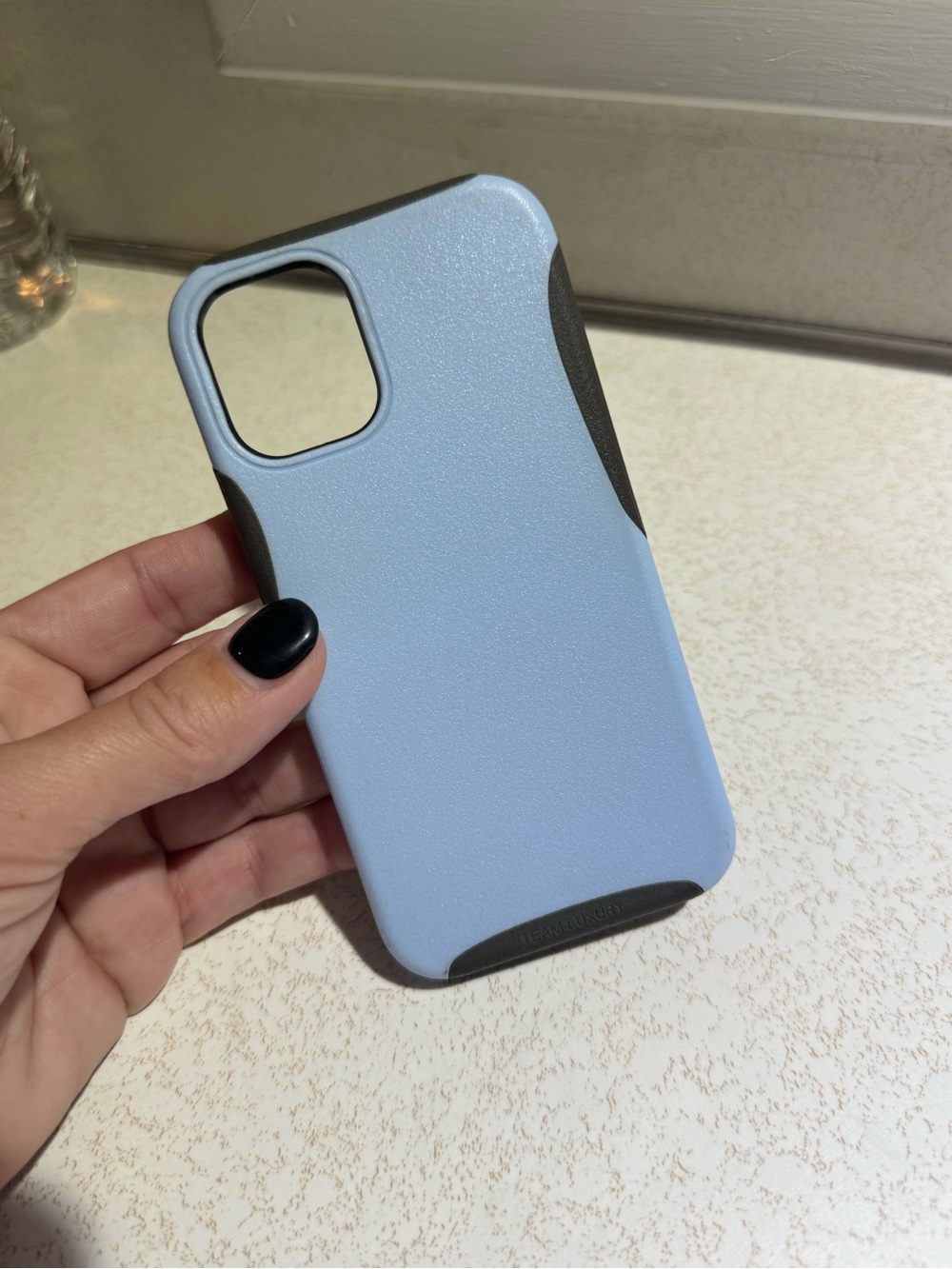 iPhone 12 mini Light Blue Phone Case with Charcoal Accents